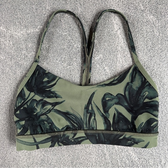 EUC Lululemon Flow Y Nulu Bra in Botanical Bloom Green Twill Multi Size 6 - Picture 3 of 14